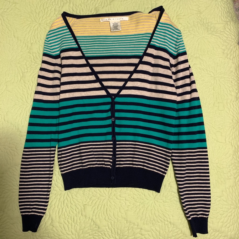 Max Studio Stripe Cardigan Size Small